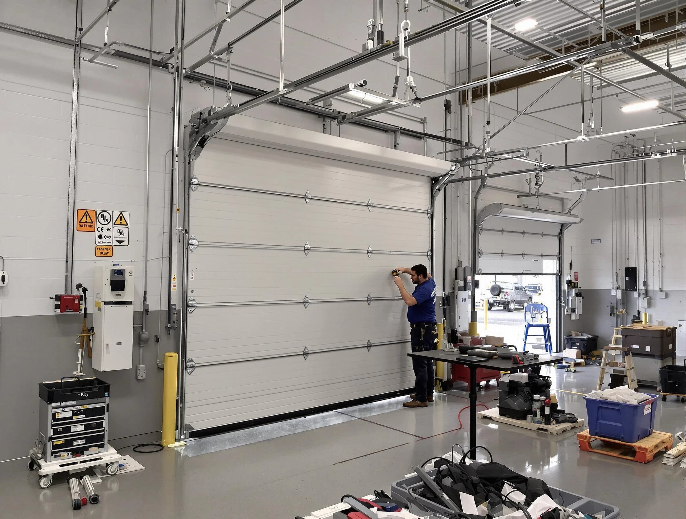 Commercial garage door repair being performed by Jonesboro Garage Door Repair expert in Jonesboro