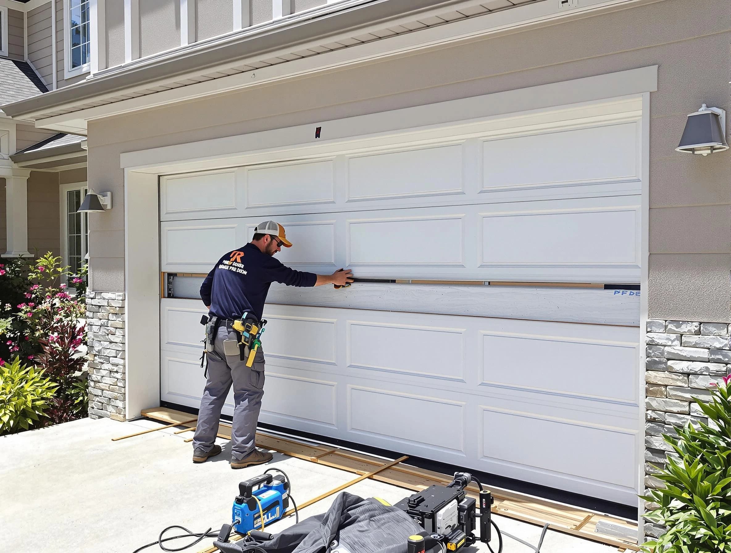 Jonesboro Garage Door Repair team performing complete garage door replacement at Jonesboro residence