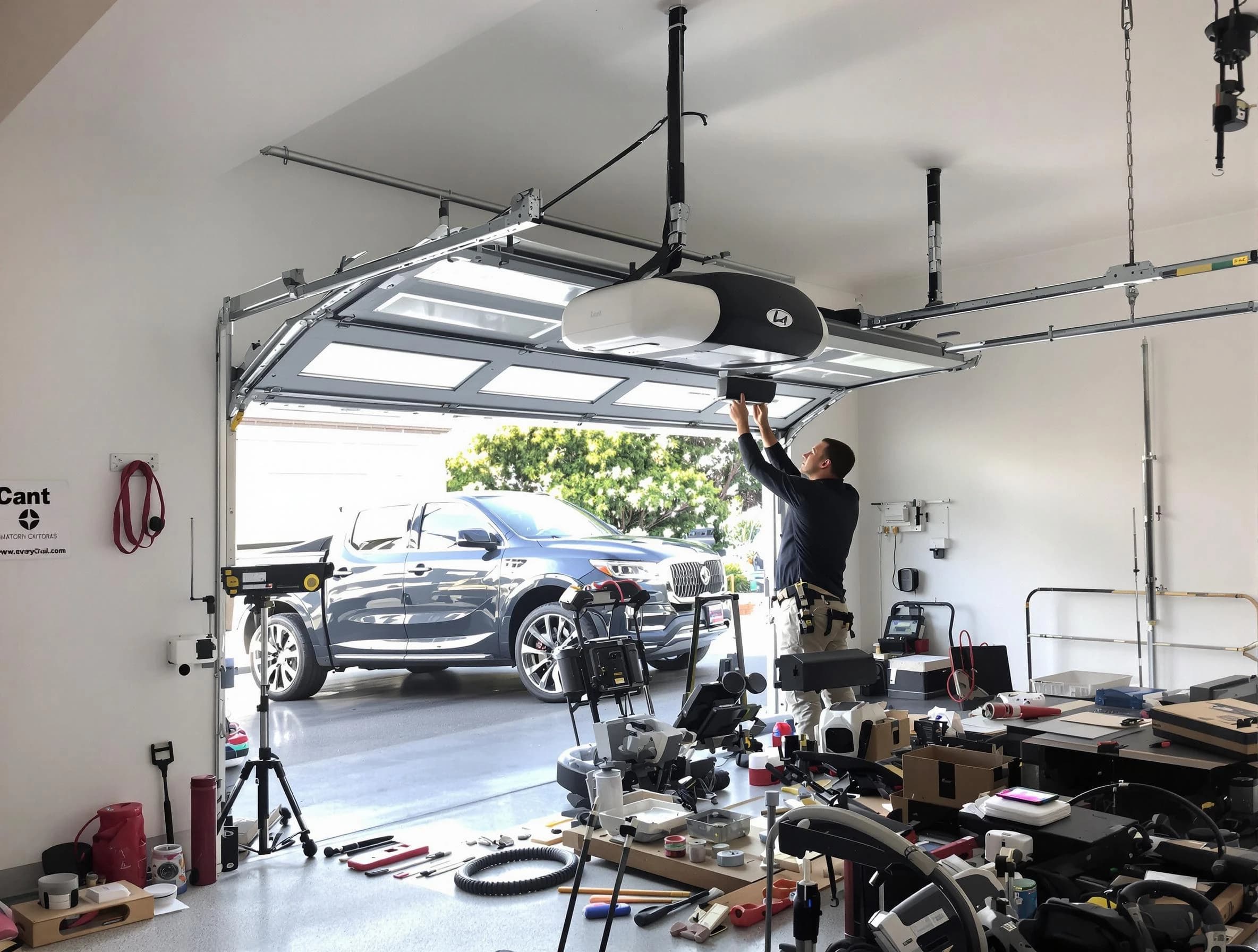 Jonesboro Garage Door Repair specialist installing smart garage door opener system in Jonesboro home