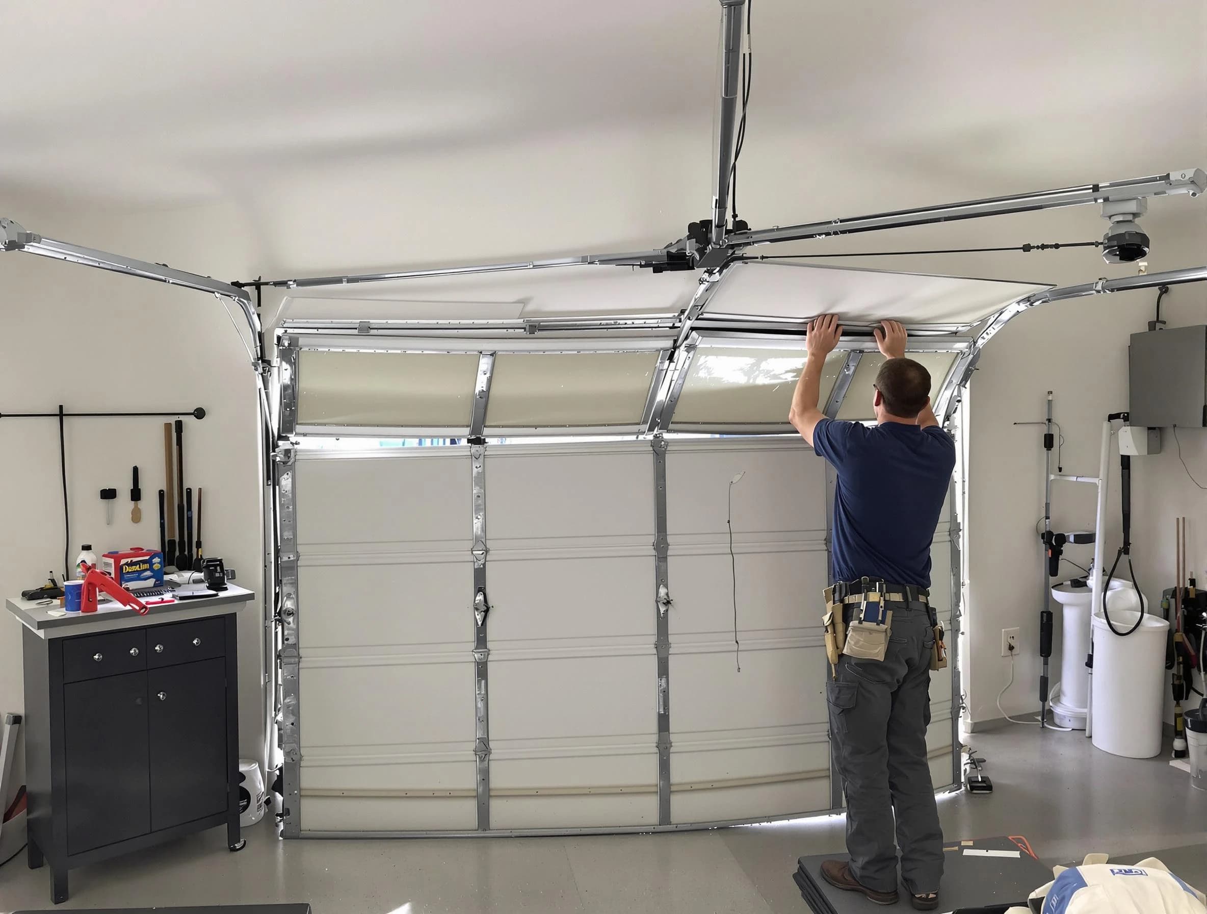 Jonesboro Garage Door Repair specialist performing precise section replacement on Jonesboro garage door