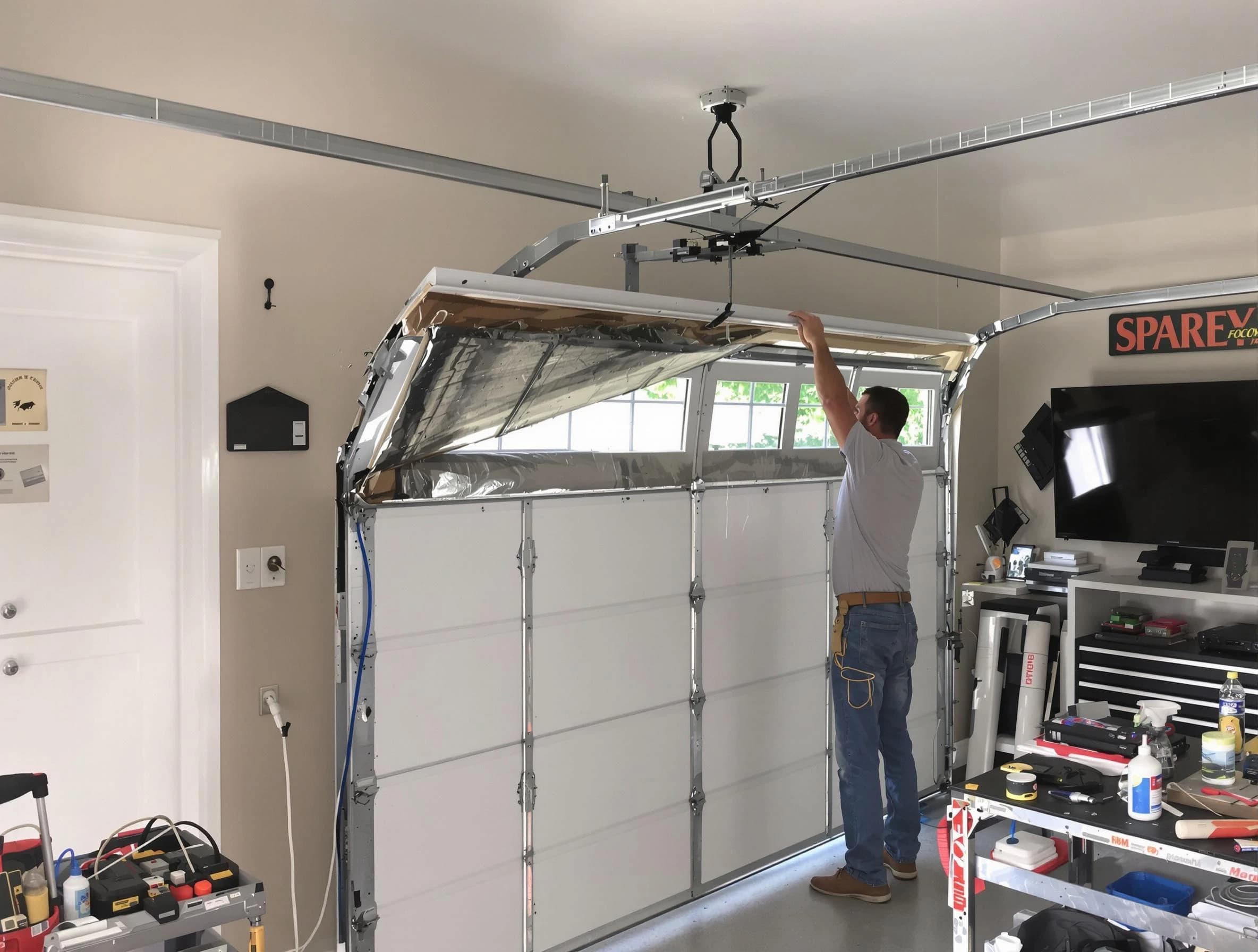 Garage door section replacement by Jonesboro Garage Door Repair in Jonesboro
