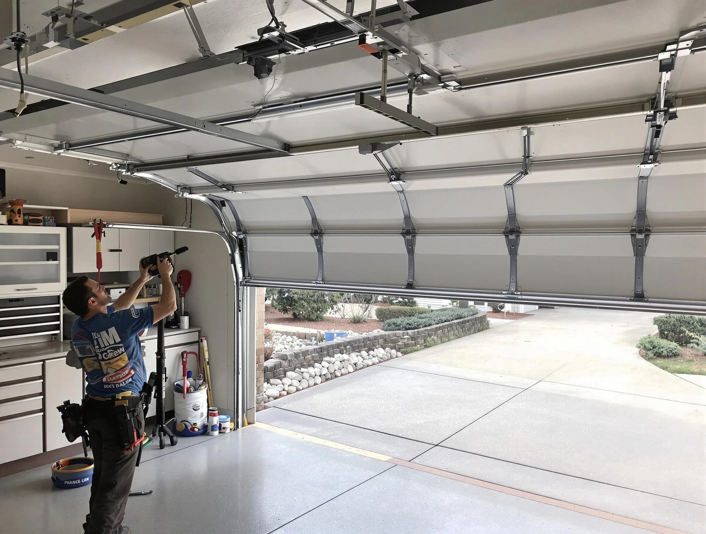 Garage door track repair service by Jonesboro Garage Door Repair in Jonesboro