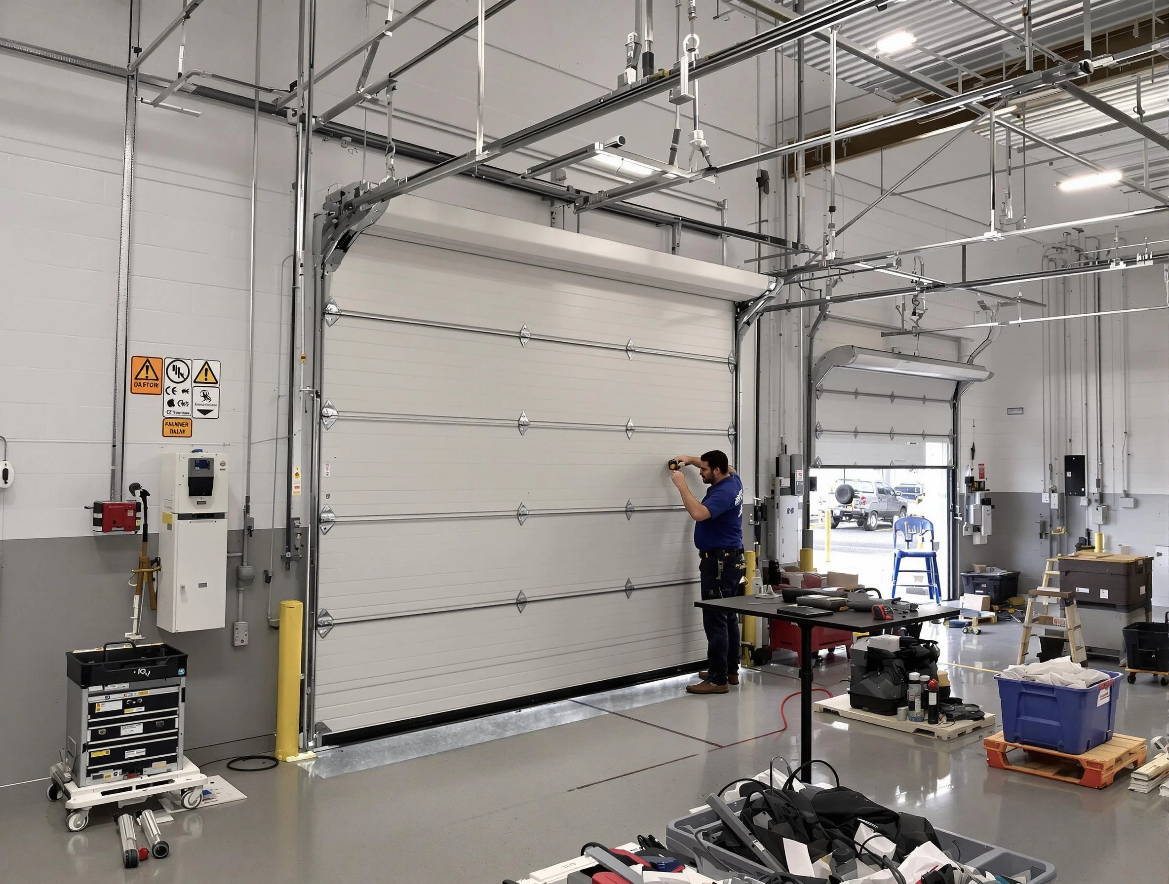 Commercial garage door repair being performed by Jonesboro Garage Door Repair expert in Jonesboro