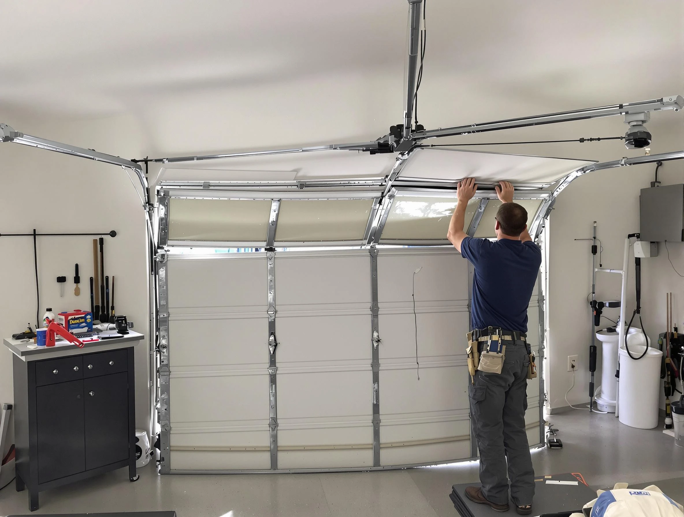 Jonesboro Garage Door Repair specialist performing precise section replacement on Jonesboro garage door