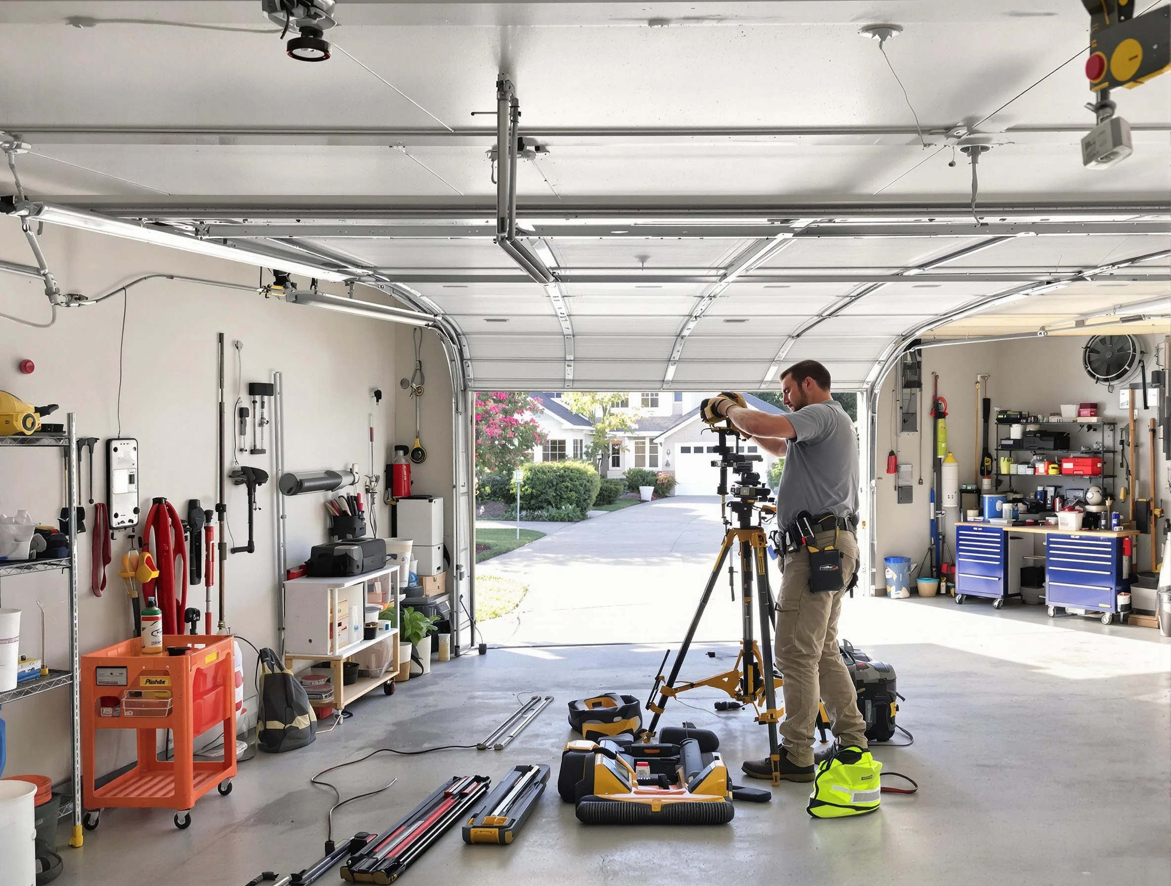 Jonesboro Garage Door Repair specialist performing laser-guided track alignment in Jonesboro